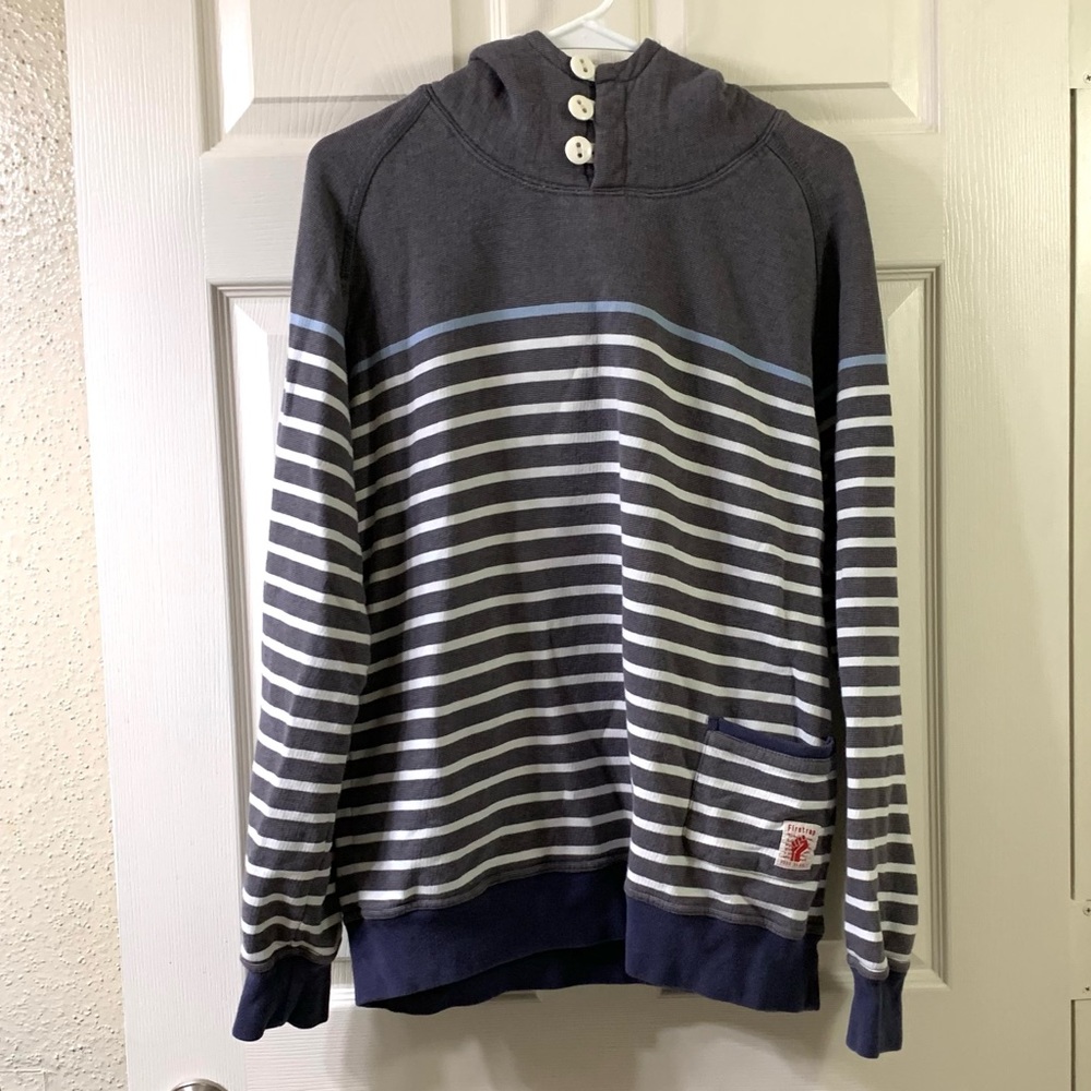 Firetrap Stripes and Neck Buttoned Hoodie